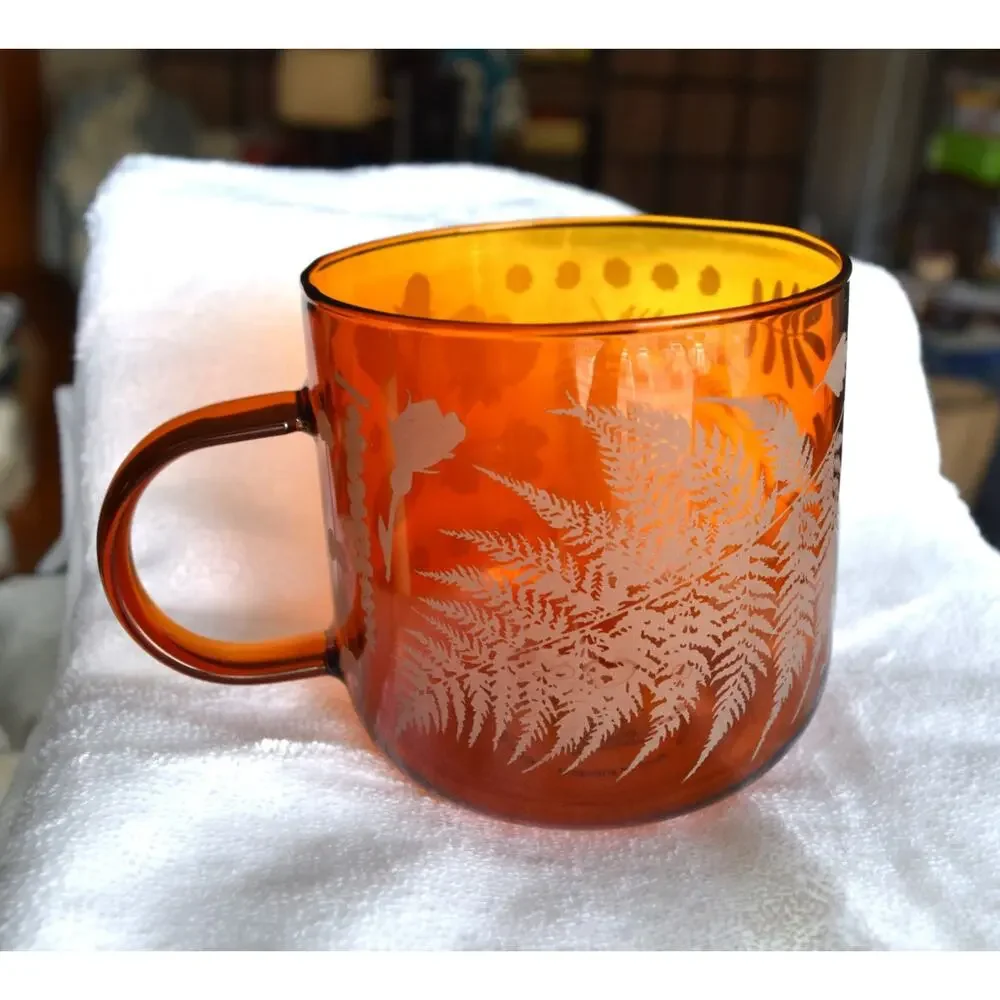 Fringe Studio Borosilicate Single Wall Glass Mug, FLEUR FOUND BOTANICALS, 3.5